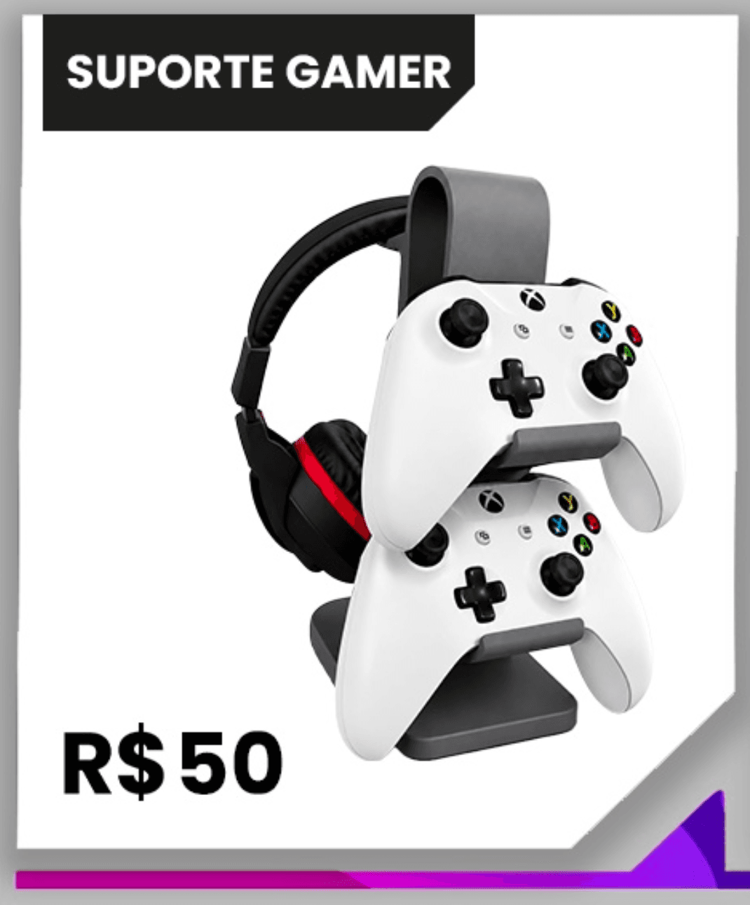 Suporte Gamer (headset + controles) — Acessórios impresso em 3D pela THRE3