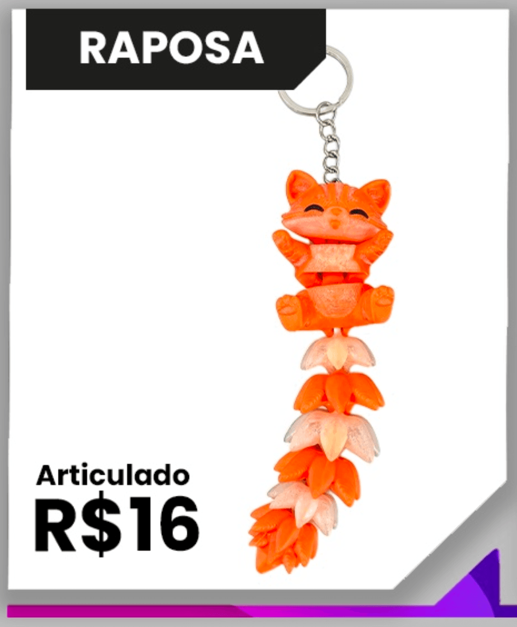 Raposa — Chaveiros impresso em 3D pela THRE3