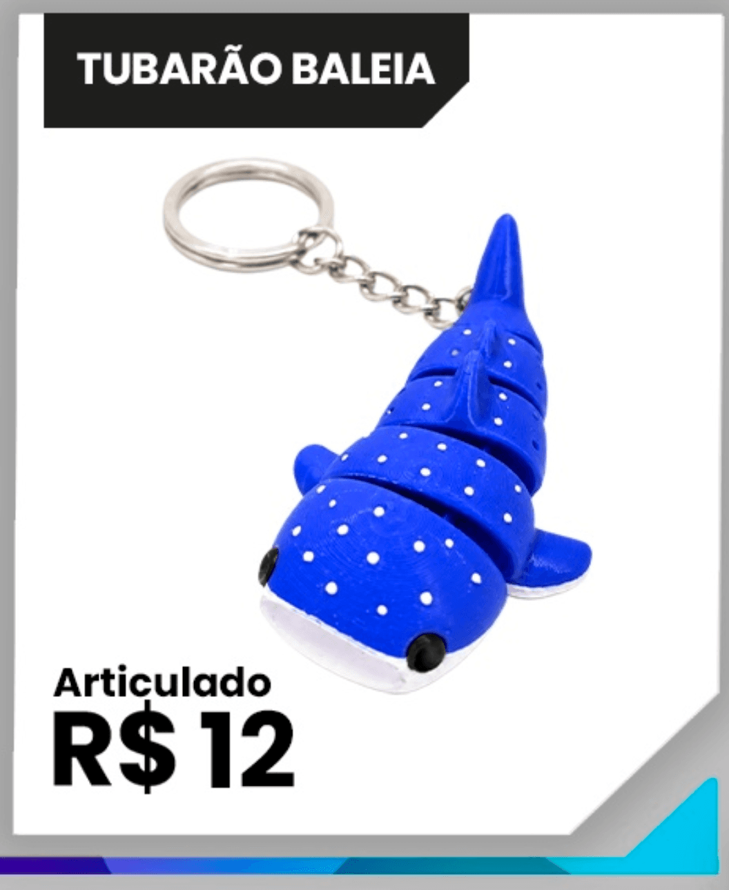 Tubarão-baleia — Chaveiros impresso em 3D pela THRE3